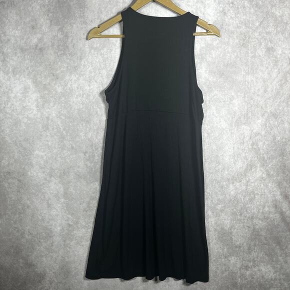 Athleta Santorini Dress Womens Medium Black Solid High Neck Sleeveless Fit Flare - Picture 5 of 11
